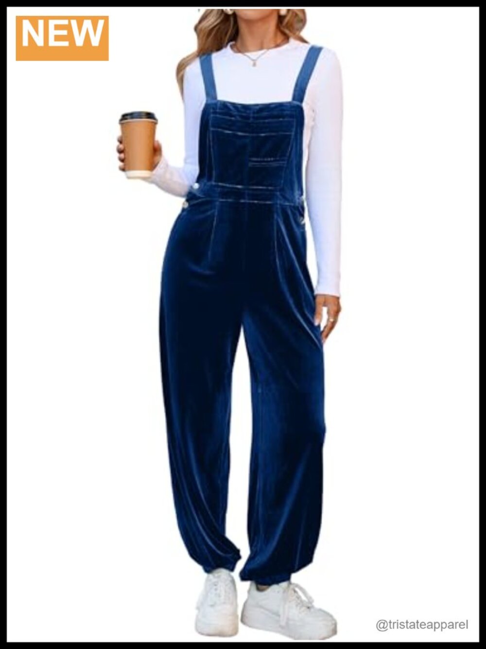 Velvet Bib Overalls Jumpsuit Loose Fit Sleeveless Adjustable Strap